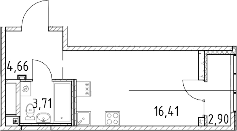 Квартира студия 24.78 м², 21/23 эт., ЖК «Город Первых»